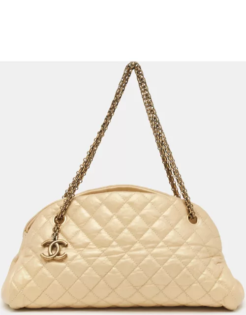 Chanel Gold Quilted Aged Leather Medium Just Mademoiselle Bowler Bag