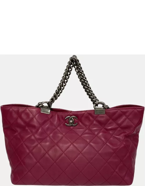 Chanel Purple Leather Coco Allure Shopping Tote Bag