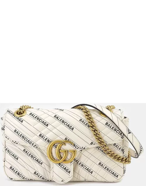 Gucci x Balenciaga White Leather The Hacker Project GG Marmont Shoulder Bag