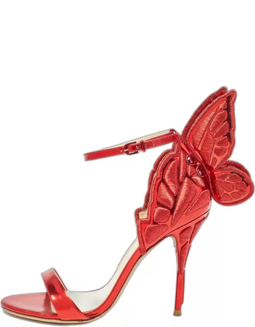 Sophia Webster Metallic Red Leather Chiara Butterfly Ankle Strap Sandal