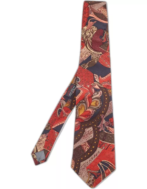Gianfranco Ferre Vintage Red Printed Silk Tie