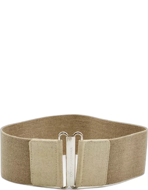 Dolce & Gabbana Beige Canvas and Elastic Wide Waist Belt