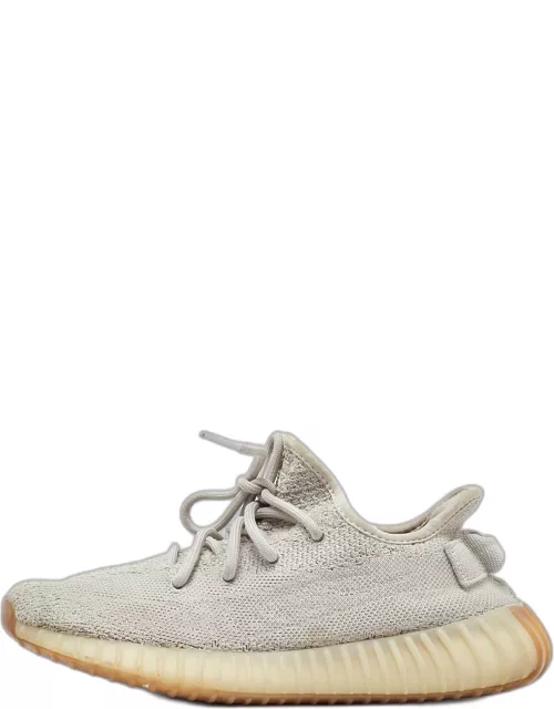Yeezy x Adidas Light Grey Knit Fabric Boost 350 V2 Low Top Sneaker