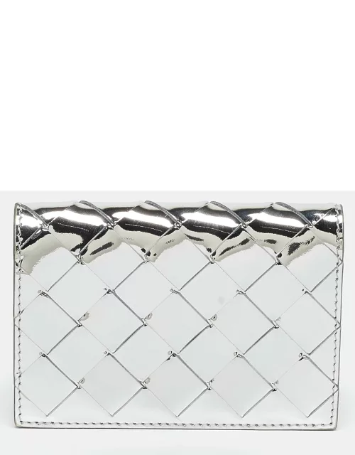 Bottega Veneta Silver Intrecciato Leather Card Case