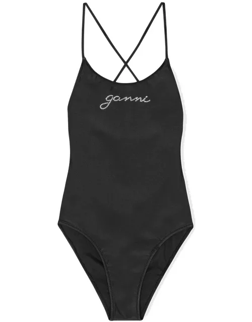 GANNI Recycled Tie String Swimsuit - Black