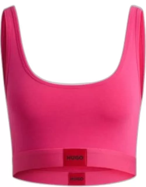 Stretch-cotton bralette with red logo label- Pink Women's Underwear, Pajamas, and Sock