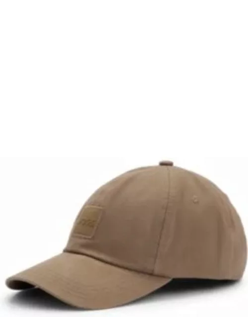 Cotton-twill cap with logo patch- Light Brown Men's Accessorie