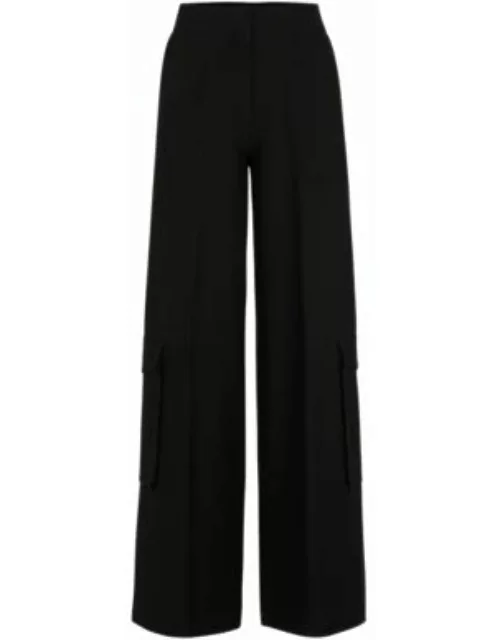 Regular-fit cargo trousers with wide leg- Black Women's Clothing