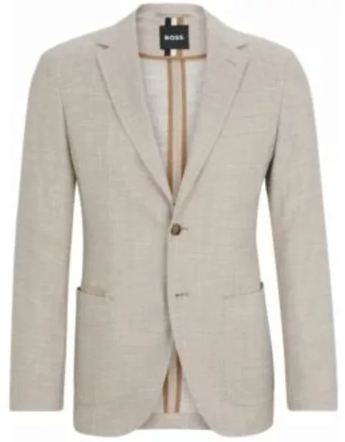 Regular-fit jacket in a herringbone stretch-cotton blend- Light Beige Men's Sport Coat
