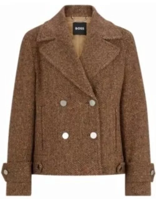 Regular-fit double-breasted coat in herringbone tweed- Patterned Women's Formal Coat