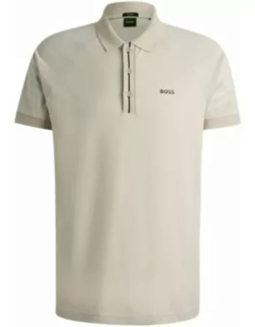 Polo shirt with embossed stripe artwork- Light Beige Men's Polo Shirt