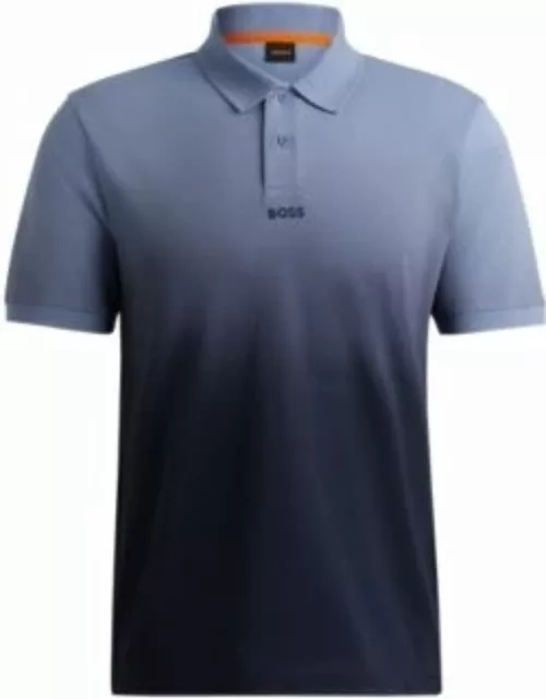 Cotton-piqu polo shirt with dip-dye finish- Light Blue Men's Polo Shirt