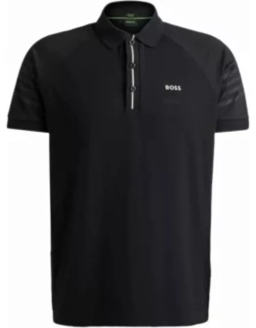 Polo shirt with embossed stripe artwork- Black Men's Polo Shirt