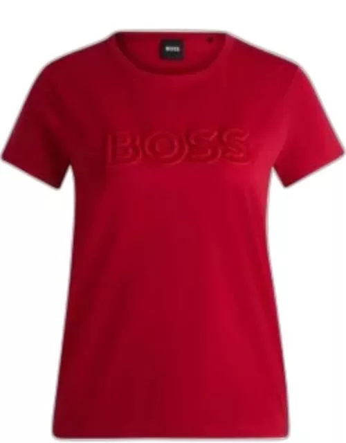 Mercerized-cotton T-shirt with logo detail- Red Women's T-Shirt