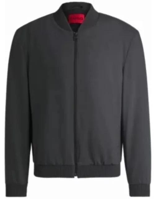 Slim-fit zip-up jacket in patterned stretch twill- Light Grey Men's Sport Coat