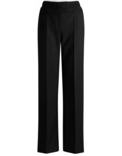 Regular-fit trousers in virgin-wool twill- Black Women's Formal Pant
