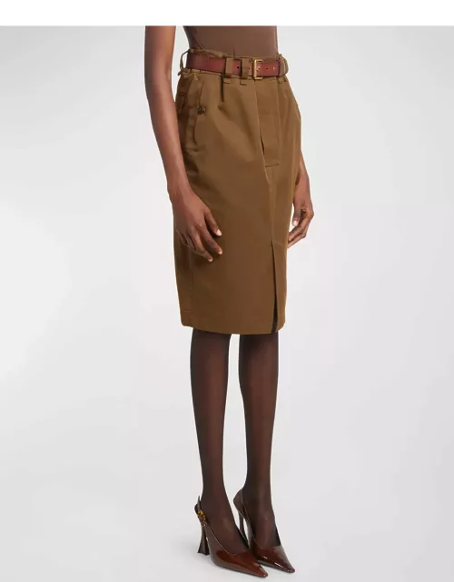 Saharienne Belted Pleated Pencil Skirt