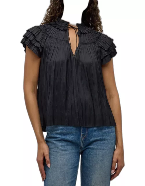 Liv Pleated Tiered-Sleeve Top