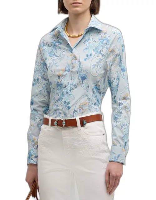 Etch Paisley Long-Sleeve Cotton Shirt