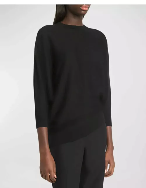 Asymmetric Dolman-Sleeve Cashmere Knit Sweater