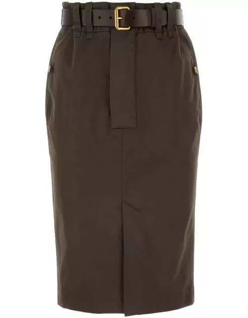 Saint Laurent Brown Cotton Skirt