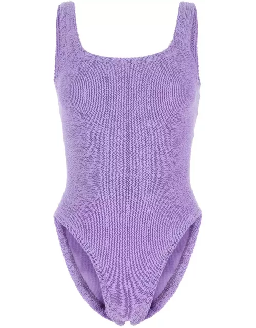 Hunza G Lilac Stretch Nylon Swimsuit