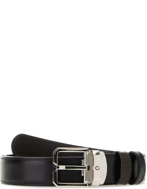 Montblanc Black Leather Reversible Belt