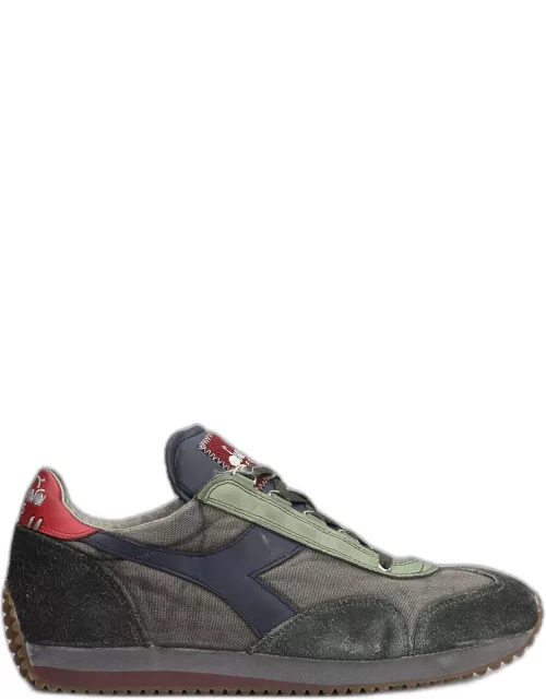Diadora Equipe H Sneakers In Green Suede And Fabric