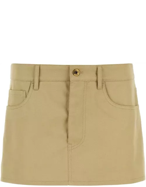Miu Miu Camel Cotton Mini Skirt