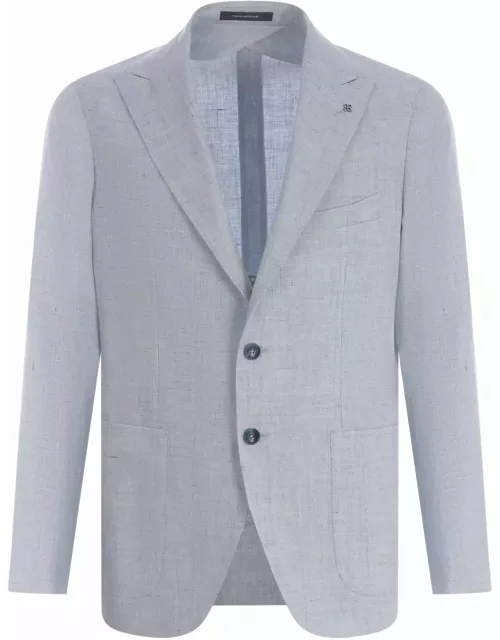 Single-breasted Jacket Tagliatore In Linen And Cotton