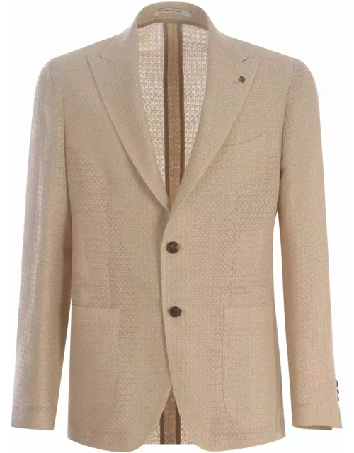Single-breasted Jacket Tagliatore Made Of Linen And Viscose