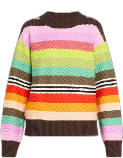 Pique Stitched Stripe Crewneck Sweater