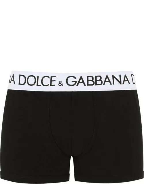 Dolce & Gabbana Black Boxer Briefs With Branded Waistband In Stretch Cotton Man