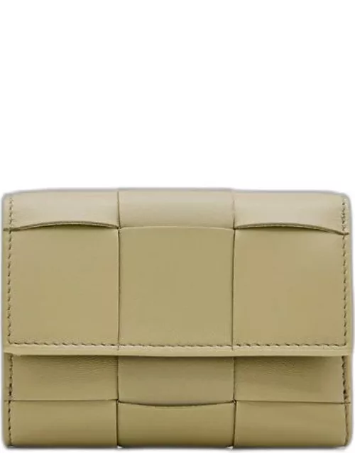 Bottega Veneta Tri-fold Leather Wallet Beige TU