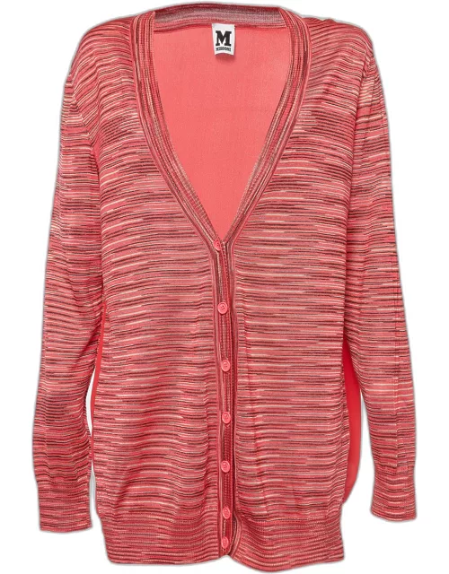 M Missoni Pink Patterned Knit Button Front Cardigan