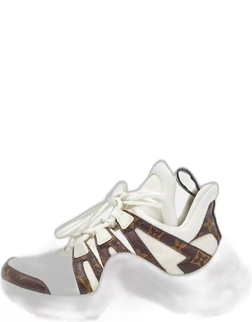 Louis Vuitton White/Brown Monogram Canvas and Mesh Archlight Low Top Sneaker