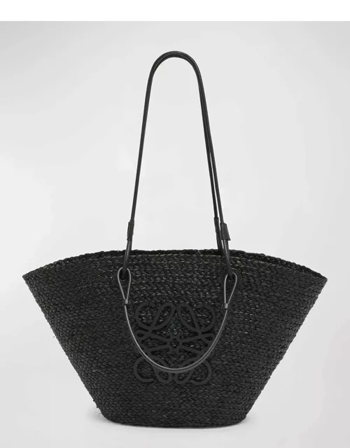Medium Anagram Raffia Basket Tote Bag