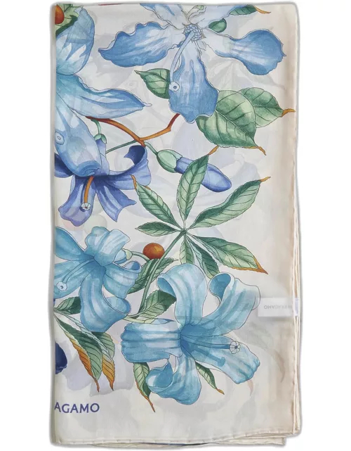 Ferragamo Floral Print Silk Scarf