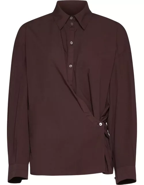 Lemaire Shirt In Bordeaux Cotton