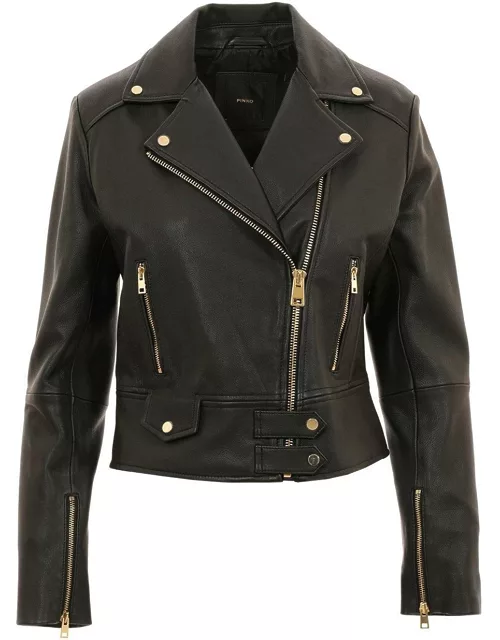 Pinko Sensibile Biker Jacket In Leather