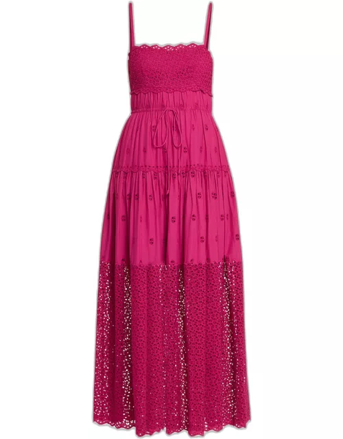 Isadore Eyelet A-Line Maxi Dres