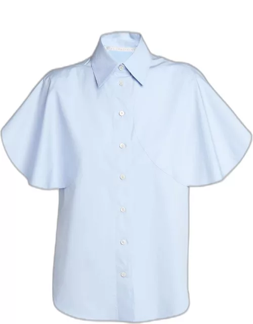Round Flutter-Sleeve Collared Shirt