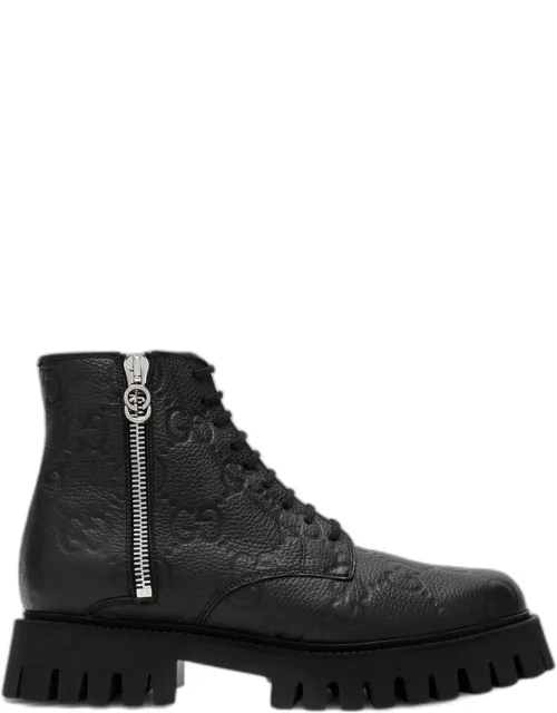 GG black leather ankle boot