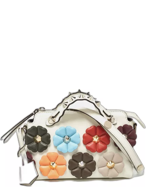 Fendi Off White Leather Mini By The Way Flowerland Crossbody Bag