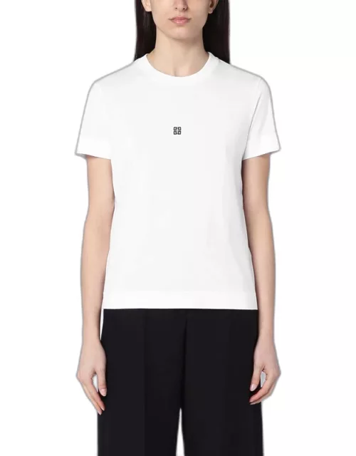 White cotton T-shirt with logo embroidery