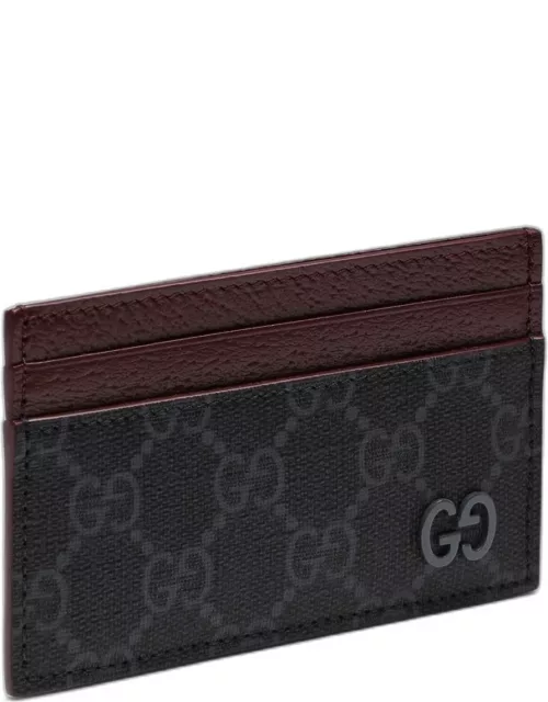 GG Supreme black/burgundy fabric card holder