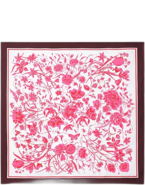 Ivory/pink silk floral print scarf