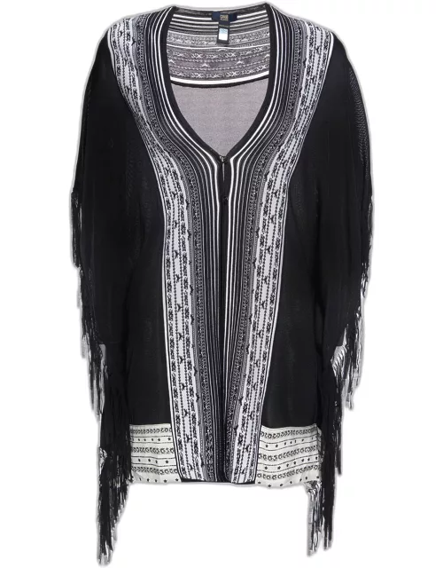 Class by Roberto Cavalli Black Knit Fringe Detail Cardigan