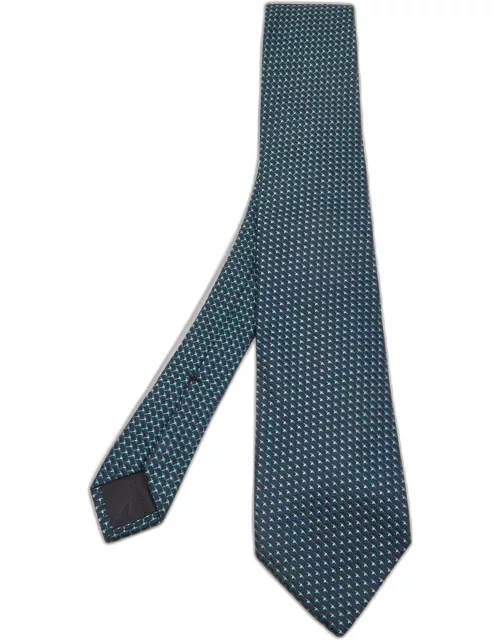 Gucci Teal Blue Patterned Silk Tie