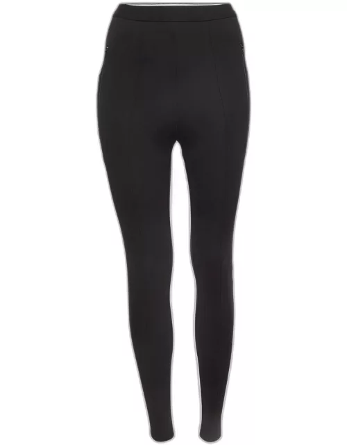 Balenciaga Black Stretch Knit Logo Waist Detailed Leggings